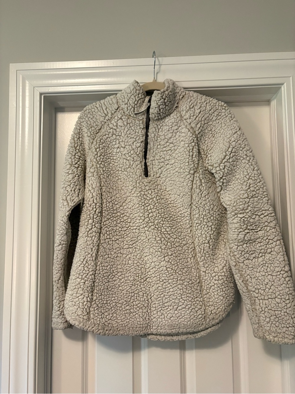 Cozy Sherpa Women’s Cream Sherpa Half-Zip Teddy Jacket